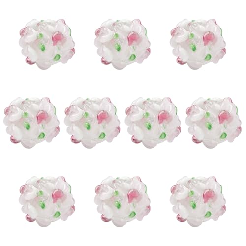 LEGENTLISUR 10 Stück Handgefertigte Glasperlen Zur Schmuckherstellung 13mm Holprige Rosa Lampwork Abstandshalterperlen Rondelle Rund Mit Für Armbänder Halsketten Ohrringe DIY Bastelbedarf von LEGENTLISUR