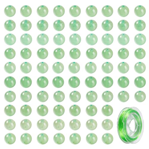 LEGENTLISUR 100 Stück 8mm Naturstein Rundperlen Lose Glatte Edelsteinperlen Mit Elastischem Kristallfaden Für Die Herstellung Von DIY Armbändern Halsketten Ohrringen Und Schmuck (Grüner Aventurin) von LEGENTLISUR