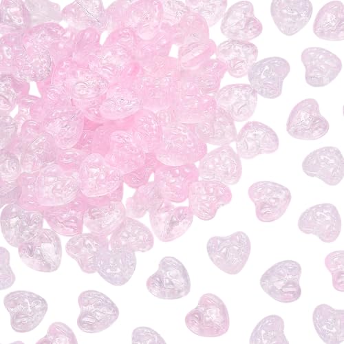 LEGENTLISUR 100 Stück Lampwork Glasperlen In Herzform Zur Schmuckherstellung Rosa Handgefertigte Herzförmige Perlen Großpackung Für Halsketten Armbänder Ohrringe Valentinstag DIY Bastelbedarf von LEGENTLISUR