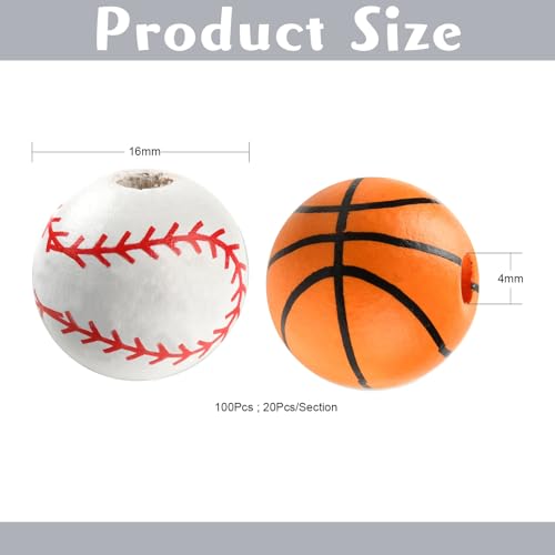 LEGENTLISUR 100 Stück Sportball-Holzperlen zur Schmuckherstellung Baseball Volleyball Fußball Basketball Bemalte Holzperlen für DIY-Bastelarmbänder Halsketten Perlenstifte und Schlüsselanhänger LEGENTLISUR 100 Stück Sportball-Holzperlen zur Schmuckherstellung Baseball Volleyball Fußball Basketball Bemalte Holzperlen für DIY-Bastelarmbänder Halsketten Perlenstifte und Schlüsselanhänger von LEGENTLISUR