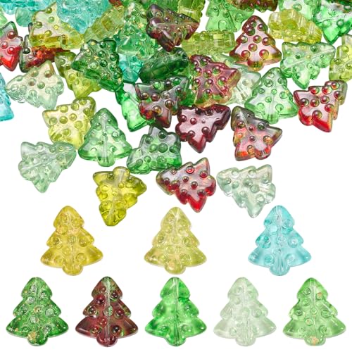 LEGENTLISUR 100Pcs 8 Styles Christmas Tree Beads for Jewelry Making Red Green Yellow Transperant Tree Glass Beads for Christmas Decoration Bracelets Necklaces Earrings DIY Supplies von LEGENTLISUR