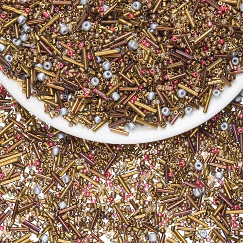 LEGENTLISUR 100g Glasperlen Kristallröhren Stiftperlen Für Selbstgemachte Halsketten Armbänder Ohrringe Basteln Schmuckherstellungsset (Kamel) von LEGENTLISUR