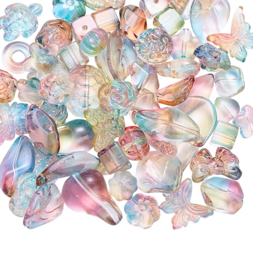 LEGENTLISUR 100g Glasperlen Sortiert Zur Schmuckherstellung Herz Bär Schildkröte Schmetterling Süße Perlen Für Selbstgemachte Armbänder Halsketten Ohrringe Schlüsselanhänger(Bunt) von LEGENTLISUR