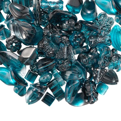 LEGENTLISUR 100g Glasperlen Sortiert Zur Schmuckherstellung Herz Bär Schildkröte Schmetterling Süße Perlen Für Selbstgemachte Armbänder Halsketten Ohrringe Schlüsselanhänger(Dunkeltürkis) von LEGENTLISUR