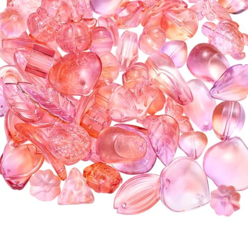LEGENTLISUR 100g Glasperlen Sortiert Zur Schmuckherstellung Herz Bär Schildkröte Schmetterling Süße Perlen Für Selbstgemachte Armbänder Halsketten Ohrringe Schlüsselanhänger(Helles Koralle) von LEGENTLISUR