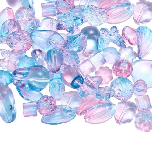LEGENTLISUR 100g Glasperlen Sortiert Zur Schmuckherstellung Herz Bär Schildkröte Schmetterling Süße Perlen Für Selbstgemachte Armbänder Halsketten Ohrringe Schlüsselanhänger(Himmelblau) von LEGENTLISUR