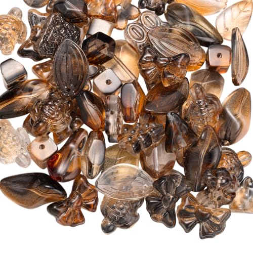 LEGENTLISUR 100g Glasperlen Sortiert Zur Schmuckherstellung Herz Bär Schildkröte Schmetterling Süße Perlen Für Selbstgemachte Armbänder Halsketten Ohrringe Schlüsselanhänger(Kamel) von LEGENTLISUR