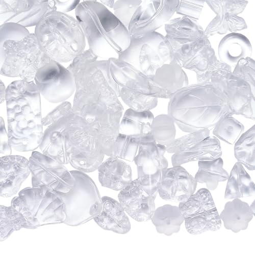 LEGENTLISUR 100g Glasperlen Sortiert Zur Schmuckherstellung Herz Bär Schildkröte Schmetterling Süße Perlen Für Selbstgemachte Armbänder Halsketten Ohrringe Schlüsselanhänger(Klar) von LEGENTLISUR