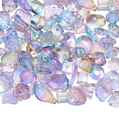 LEGENTLISUR 100g Glasperlen Sortiert Zur Schmuckherstellung Herz Bär Schildkröte Schmetterling Süße Perlen Für Selbstgemachte Armbänder Halsketten Ohrringe Schlüsselanhänger(Kornnblau) von LEGENTLISUR