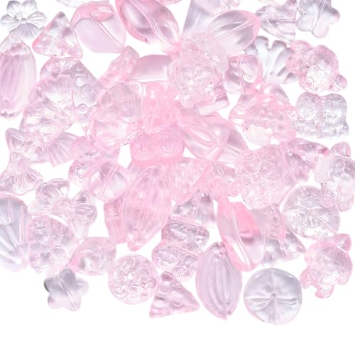 LEGENTLISUR 100g Glasperlen Sortiert Zur Schmuckherstellung Herz Bär Schildkröte Schmetterling Süße Perlen Für Selbstgemachte Armbänder Halsketten Ohrringe Schlüsselanhänger(Rosa) von LEGENTLISUR