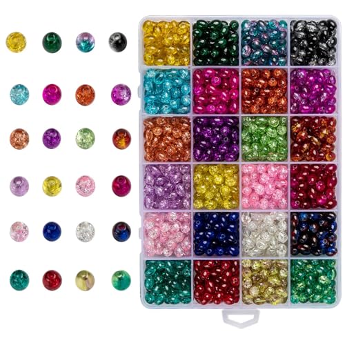 LEGENTLISUR 1200 Stück Transparente Crackle-Glasperlen zur Schmuckherstellung Ovale Lampwork-Glasperlen für Armbänder Halsketten Ohrringe DIY-Zubehör LEGENTLISUR 1200 Stück Transparente Crackle-Glasperlen zur Schmuckherstellung Ovale Lampwork-Glasperlen für Armbänder Halsketten Ohrringe DIY-Zubehör von LEGENTLISUR