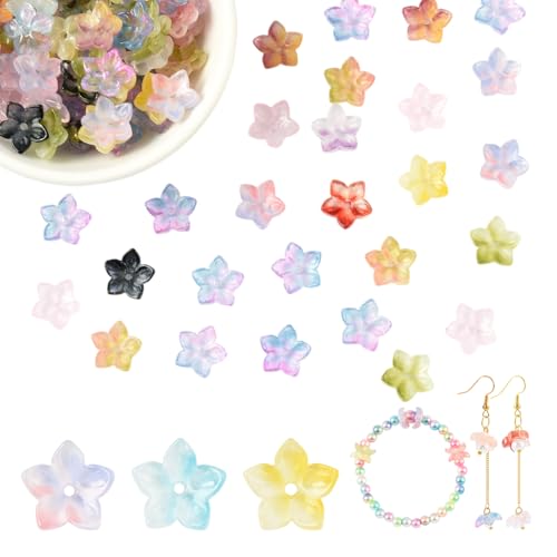 LEGENTLISUR 150 Stück Blumen Glasperlen Zur Schmuckherstellung Transparente Lampwork Kristall Abstandshalterperlen Für Damenarmbänder Halsketten Ohrringe Bastelbedarf von LEGENTLISUR