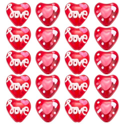 LEGENTLISUR 20 Stück Glasperlen Zur Schmuckherstellung Handgezeichnete Lampwork Herz Abstandshalterperlen Mit Für Damenarmbänder Halsketten Ohrringe Geschenk von LEGENTLISUR