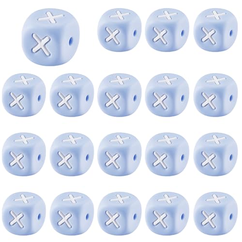 LEGENTLISUR 20 Stück Silikon Buchstabenperlen 12mm Quadratisch Blau Alphabet Perlen Für Freundschaftsarmbänder Halsketten Schmuck Schlüsselanhänger Basteln DIY Projekte (Buchstabe U) von LEGENTLISUR