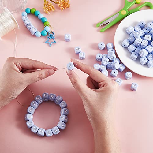 LEGENTLISUR 20 Stück Silikon Buchstabenperlen 12mm Quadratische Würfel Blaue Alphabet Lose Perlen Für Freundschaftsarmbänder Wörter Schlüsselanhänger Schmuck Basteln DIY Projekte (Buchstabe F) von LEGENTLISUR
