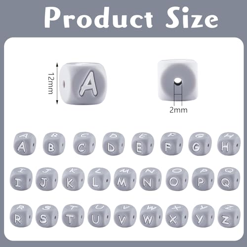 LEGENTLISUR 20 Stück Silikon Buchstabenperlen 12mm Quadratische Würfel Graue Alphabet Lose Perlen Für Freundschaftsarmbänder Wörter Schlüsselanhänger Schmuck Basteln DIY Projekte (Buchstabe Y) von LEGENTLISUR