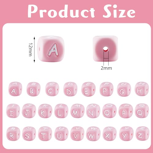 LEGENTLISUR 20 Stück Silikon Buchstabenperlen 12mm Quadratische Würfel Rosa Alphabet Lose Perlen Für Freundschaftsarmbänder Wörter Schlüsselanhänger Schmuck Basteln DIY Projekte (Buchstabe Y) von LEGENTLISUR