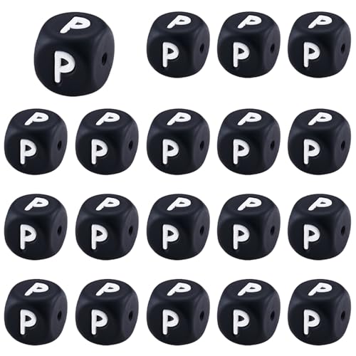 LEGENTLISUR 20 Stück Silikon Buchstabenperlen 12mm Quadratische Würfel Schwarze Alphabet Lose Perlen Für Freundschaftsarmbänder Wörter Schlüsselanhänger Schmuck Basteln DIY Projekte (Buchstabe P) LEGENTLISUR 20 Stück Silikon Buchstabenperlen 12mm Quadratische Würfel Schwarze Alphabet Lose Perlen Für Freundschaftsarmbänder Wörter Schlüsselanhänger Schmuck Basteln DIY Projekte (Buchstabe P) von LEGENTLISUR