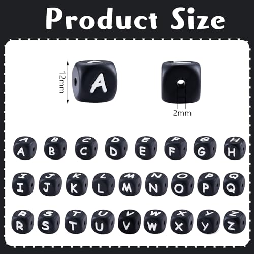 LEGENTLISUR 20 Stück Silikon Buchstabenperlen 12mm Quadratische Würfel Schwarze Alphabet Lose Perlen Für Freundschaftsarmbänder Wörter Schlüsselanhänger Schmuck Basteln DIY Projekte (Buchstabe Y) von LEGENTLISUR