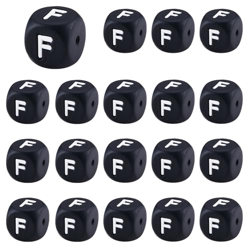 LEGENTLISUR 20 Stück Silikon Buchstabenperlen 12mm Quadratische Würfel Schwarze Alphabet Lose Perlen Für Freundschaftsarmbänder Wörter Schlüsselanhänger Schmuck Basteln DIY Projekte (Buchstabe F) LEGENTLISUR 20 Stück Silikon Buchstabenperlen 12mm Quadratische Würfel Schwarze Alphabet Lose Perlen Für Freundschaftsarmbänder Wörter Schlüsselanhänger Schmuck Basteln DIY Projekte (Buchstabe F) von LEGENTLISUR