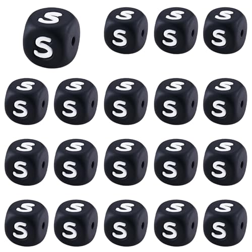 LEGENTLISUR 20 Stück Silikon Buchstabenperlen 12mm Quadratische Würfel Schwarze Alphabet Lose Perlen Für Freundschaftsarmbänder Wörter Schlüsselanhänger Schmuck Basteln DIY Projekte (Buchstabe S) LEGENTLISUR 20 Stück Silikon Buchstabenperlen 12mm Quadratische Würfel Schwarze Alphabet Lose Perlen Für Freundschaftsarmbänder Wörter Schlüsselanhänger Schmuck Basteln DIY Projekte (Buchstabe S) von LEGENTLISUR