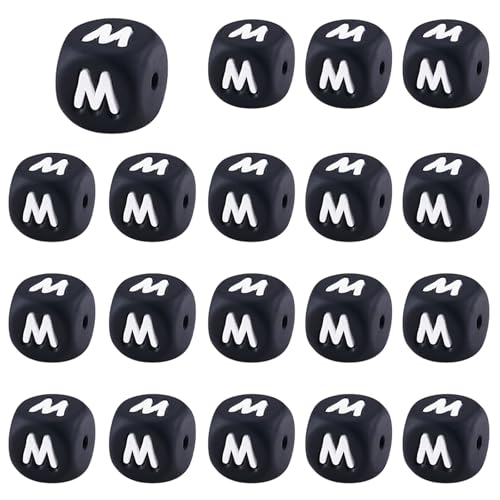 LEGENTLISUR 20 Stück Silikon Buchstabenperlen 12mm Quadratische Würfel Schwarze Alphabet Lose Perlen Für Freundschaftsarmbänder Wörter Schlüsselanhänger Schmuck Basteln DIY Projekte (Buchstabe M) LEGENTLISUR 20 Stück Silikon Buchstabenperlen 12mm Quadratische Würfel Schwarze Alphabet Lose Perlen Für Freundschaftsarmbänder Wörter Schlüsselanhänger Schmuck Basteln DIY Projekte (Buchstabe M) von LEGENTLISUR