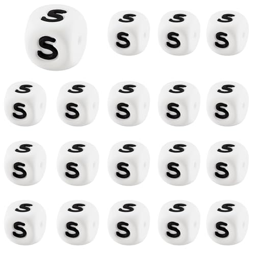 LEGENTLISUR 20 Stück Silikon Buchstabenperlen 12mm Quadratische Würfel Weiße Alphabet Lose Perlen Für Freundschaftsarmbänder Wörter Schlüsselanhänger Schmuck Basteln DIY Projekte (Buchstabe S) LEGENTLISUR 20 Stück Silikon Buchstabenperlen 12mm Quadratische Würfel Weiße Alphabet Lose Perlen Für Freundschaftsarmbänder Wörter Schlüsselanhänger Schmuck Basteln DIY Projekte (Buchstabe S) von LEGENTLISUR