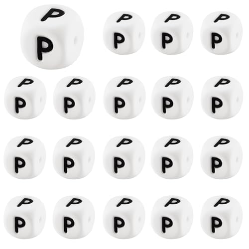 LEGENTLISUR 20 Stück Silikon Buchstabenperlen 12mm Quadratische Würfel Weiße Alphabet Lose Perlen Für Freundschaftsarmbänder Wörter Schlüsselanhänger Schmuck Basteln DIY Projekte (Buchstabe P) LEGENTLISUR 20 Stück Silikon Buchstabenperlen 12mm Quadratische Würfel Weiße Alphabet Lose Perlen Für Freundschaftsarmbänder Wörter Schlüsselanhänger Schmuck Basteln DIY Projekte (Buchstabe P) von LEGENTLISUR
