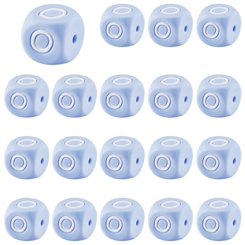 LEGENTLISUR 20 Stück Silikon Buchstabenperlen 12mm Würfel Vokal Blau Alphabet Perlen Für Freundschaftsarmbänder Halsketten Wörter Schmuck Schlüsselanhänger Basteln DIY Projekte (Buchstabe O) von LEGENTLISUR