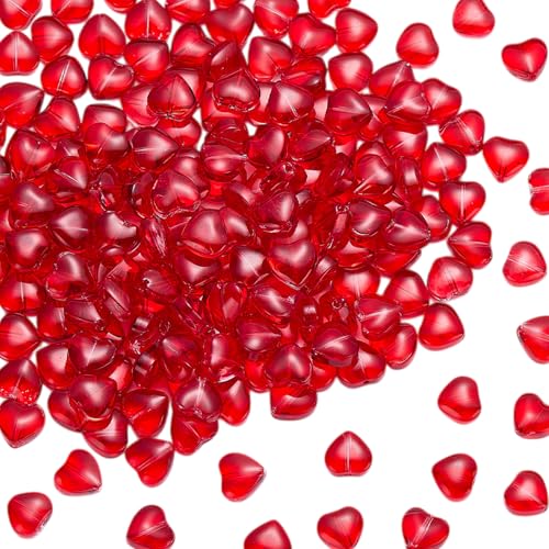 LEGENTLISUR 200 Stück Lampwork Glasperlen In Herzform Zur Schmuckherstellung Rot Handgefertigt Herzförmige Perlen Großpackung Für Halsketten Armbänder Ohrringe Valentinstag DIY Bastelbedarf von LEGENTLISUR