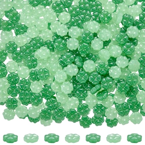 LEGENTLISUR 200 Stück Lampwork Glasperlen Zur Schmuckherstellung Sprühlackierte Kleeblatt Perlen Großpackung Für Halsketten Armbänder Ohrringe DIY Bastelbedarf von LEGENTLISUR
