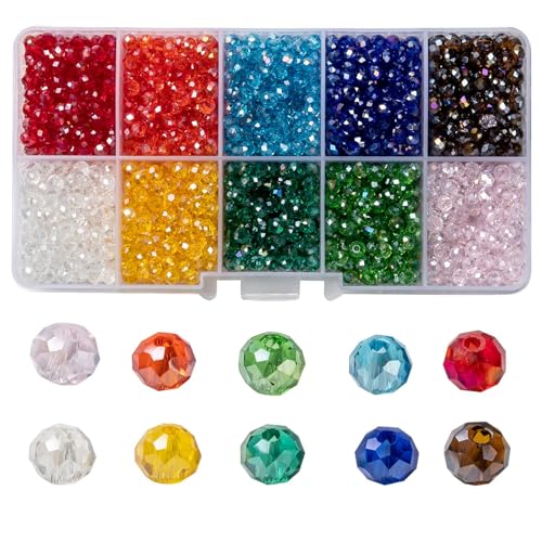 LEGENTLISUR 2000 Stück 10 Farben Glasperlen Perlen für Armbänder Perlenset Beads for Jewellery Making Facettierte Glasperlen Halskette Armband DIY Handwerk Schmuckherstellung 4mm LEGENTLISUR 2000 Stück 10 Farben Glasperlen Perlen für Armbänder Perlenset Beads for Jewellery Making Facettierte Glasperlen Halskette Armband DIY Handwerk Schmuckherstellung 4mm von LEGENTLISUR