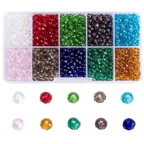 LEGENTLISUR 2000 Stück 10 Farben Glasperlen Perlen für Armbänder Perlenset Beads for Jewellery Making Facettierte Glasperlen Halskette Armband DIY Handwerk Schmuckherstellung 4mm LEGENTLISUR 2000 Stück 10 Farben Glasperlen Perlen für Armbänder Perlenset Beads for Jewellery Making Facettierte Glasperlen Halskette Armband DIY Handwerk Schmuckherstellung 4mm von LEGENTLISUR
