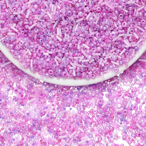 LEGENTLISUR 200g Glasperlen Kristallröhren Stiftperlen Für Selbstgemachte Halsketten Armbänder Ohrringe Basteln Schmuckherstellungsset (Orchidee) von LEGENTLISUR