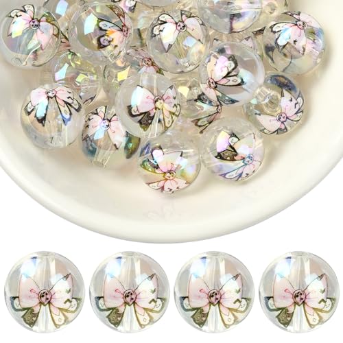 LEGENTLISUR 30 Stück 16mm Transparente Acrylperlen Schleife Runde Perlen Zur Schmuckherstellung Schlüsselanhänger Armbänder Perlenstifte (Weiß) von LEGENTLISUR