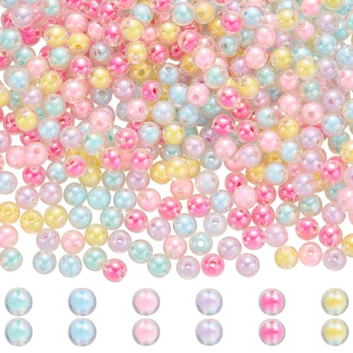 LEGENTLISUR 485~500 Stück 8mm Acrylperlen Zur Schmuckherstellung Kleine Bunte Runde Perlen Für Armbänder Halsketten Ohrringe DIY Set (AB Farbe) von LEGENTLISUR