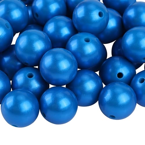 LEGENTLISUR 50 Stück 15mm Silikonperlen Zur Herstellung Von Schlüsselanhängern Runde Fokalperlen Für Stifte DIY Schmuck Bastelbedarf (Blau) von LEGENTLISUR