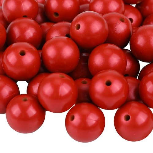 LEGENTLISUR 50 Stück 15mm Silikonperlen Zur Herstellung Von Schlüsselanhängern Runde Fokalperlen Für Stifte DIY Schmuck Bastelbedarf (Feuerziegel) von LEGENTLISUR