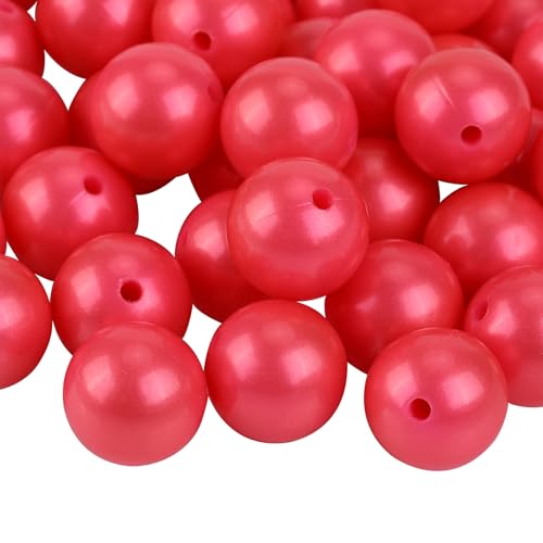 LEGENTLISUR 50 Stück 15mm Silikonperlen Zur Herstellung Von Schlüsselanhängern Runde Fokalperlen Für Stifte DIY Schmuck Bastelbedarf (Helle Koralle) von LEGENTLISUR