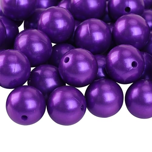 LEGENTLISUR 50 Stück 15mm Silikonperlen Zur Herstellung Von Schlüsselanhängern Runde Fokalperlen Für Stifte DIY Schmuck Bastelbedarf (Lila) von LEGENTLISUR