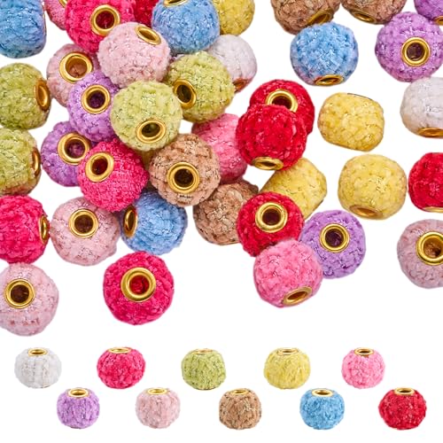 LEGENTLISUR 50 Stück Bunte Weiche Flauschige Pompon Perlen Mit Großem Loch Kunstfell Abstandshalter Perlen Großpackung Für DIY Stifte Ohrringe Schlüsselanhänger Kunsthandwerk Bastelzubehör von LEGENTLISUR