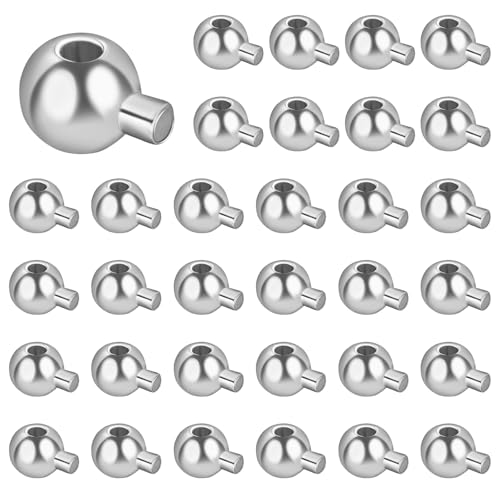 LEGENTLISUR 50 Stück Quetschperlen zur Schmuckherstellung Mini Rundperlen Positionierperlen für Halsketten Armbänder Bastelbedarf (Platin) von LEGENTLISUR