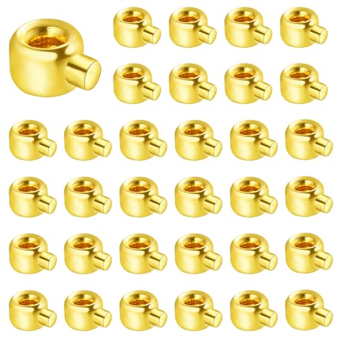 LEGENTLISUR 50 Stück Quetschperlen zur Schmuckherstellung Mini Säulen Positionierperlen für Halsketten Armbänder Bastelbedarf (Gold) von LEGENTLISUR