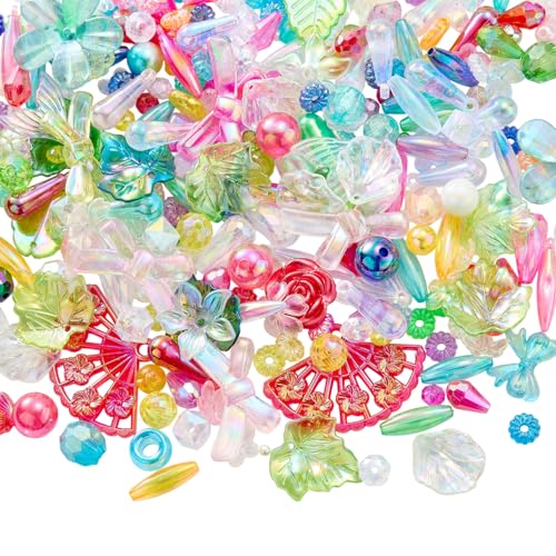 LEGENTLISUR 60–100 Stück Transparente Schmetterlingsperlen aus Acryl zur Schmuckherstellung Perlen Süße Blumenperlen für Armbänder Halsketten DIY-Ohrringe und Bastelbedarf von LEGENTLISUR