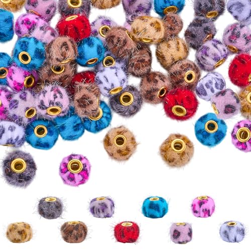 LEGENTLISUR 60 Stück Bunte Weiche Flauschige Pompon Perlen Mit Großem Loch Kunstfell Abstandshalter Perlen Großpackung Für DIY Stifte Ohrringe Schlüsselanhänger Kunsthandwerk Bastelzubehör von LEGENTLISUR