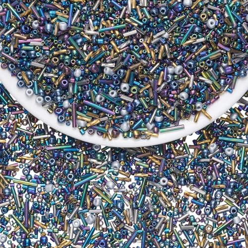 LEGENTLISUR Glasperlen Kleine Stiftperlen Für Armbänder Halsketten Ohrringe DIY Schmuckherstellungsset (Preußischblau) von LEGENTLISUR