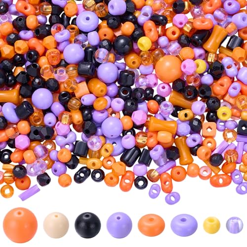 LEGENTLISUR Halloween Glasperlen Schwarz Lila Orange Winzige Perlen Für Armbänder Halsketten Ohrringe Schmuckherstellung Halloween Party DIY Ornament Set LEGENTLISUR Halloween Glasperlen Schwarz Lila Orange Winzige Perlen Für Armbänder Halsketten Ohrringe Schmuckherstellung Halloween Party DIY Ornament Set von LEGENTLISUR