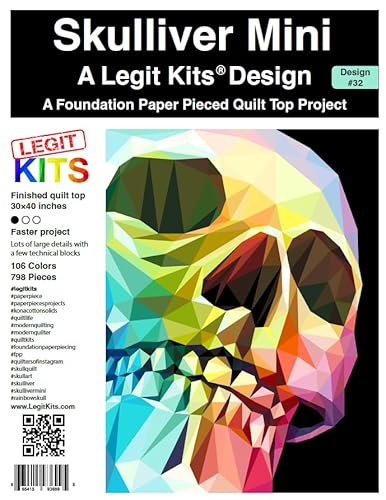 LEGIT KITS Skulliver Mini-Quilt-Set, Foundation-Papiermuster mit vorgeschnittenem Stoff, 76,2 x 101,6 cm LEGIT KITS Skulliver Mini-Quilt-Set, Foundation-Papiermuster mit vorgeschnittenem Stoff, 76,2 x 101,6 cm von LEGIT KITS
