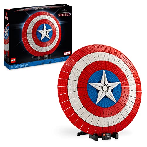 LEGO 76262 Marvel Captain Americas Schild Set, Avengers-Modellbausatz für Erwachsene mit Minifigur, Namensschild und Thors Hammer, sammelbare Infinity-Saga-Geschenkidee für Männer, Frauen, Ihn, Sie von LEGO