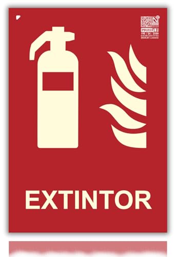 Feuerlöscherschild, 21 x 30 cm, Klasse B D≤ 10 m, leuchtendes PVC, Nachhaltigkeitsschild, Photolumineszenz, Feuerlöscher, Schild ohne Rahmen von LEIASA